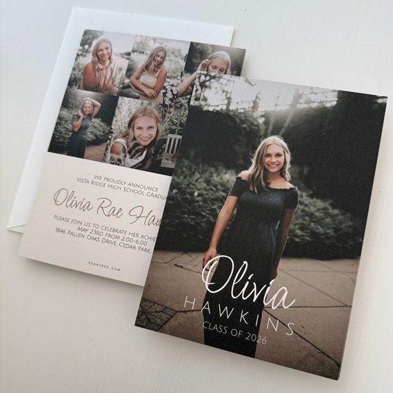graduation announcement with photo placeholder and collage